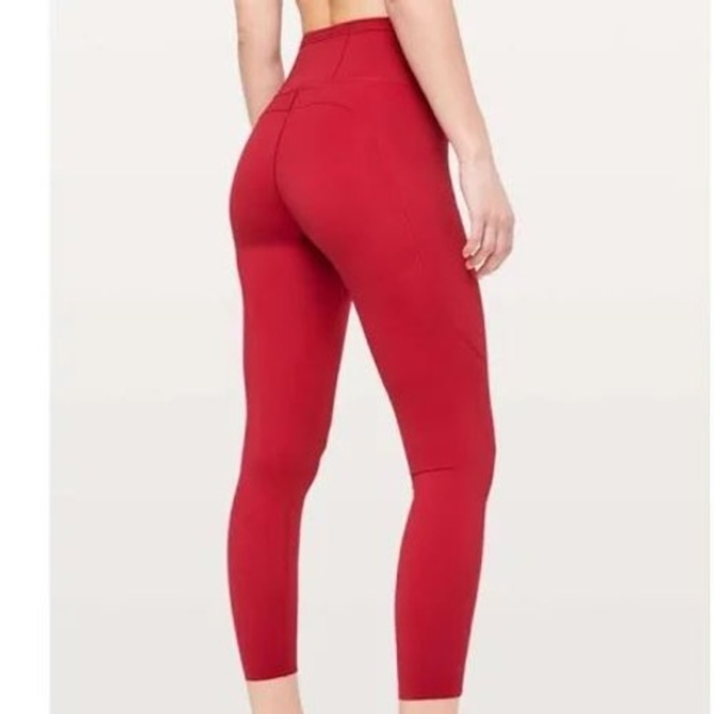 Lululemon High Times Pant 7/8 Red Luxtreme High Rise Yoga Leggings Size 4